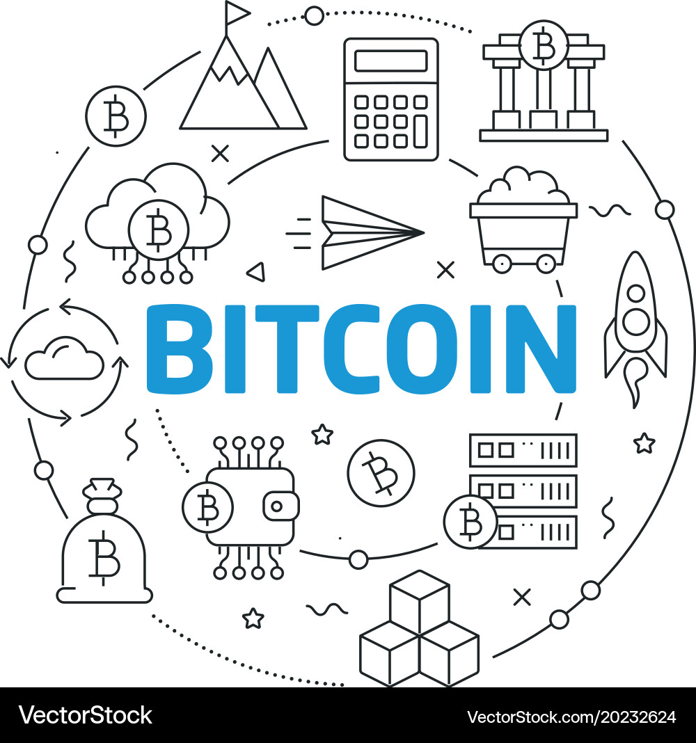 Bitcoin Circle Lines Vector Image