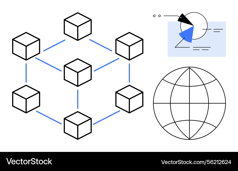 Blockchain network with data visualization Blockchain network with data visualization vector image