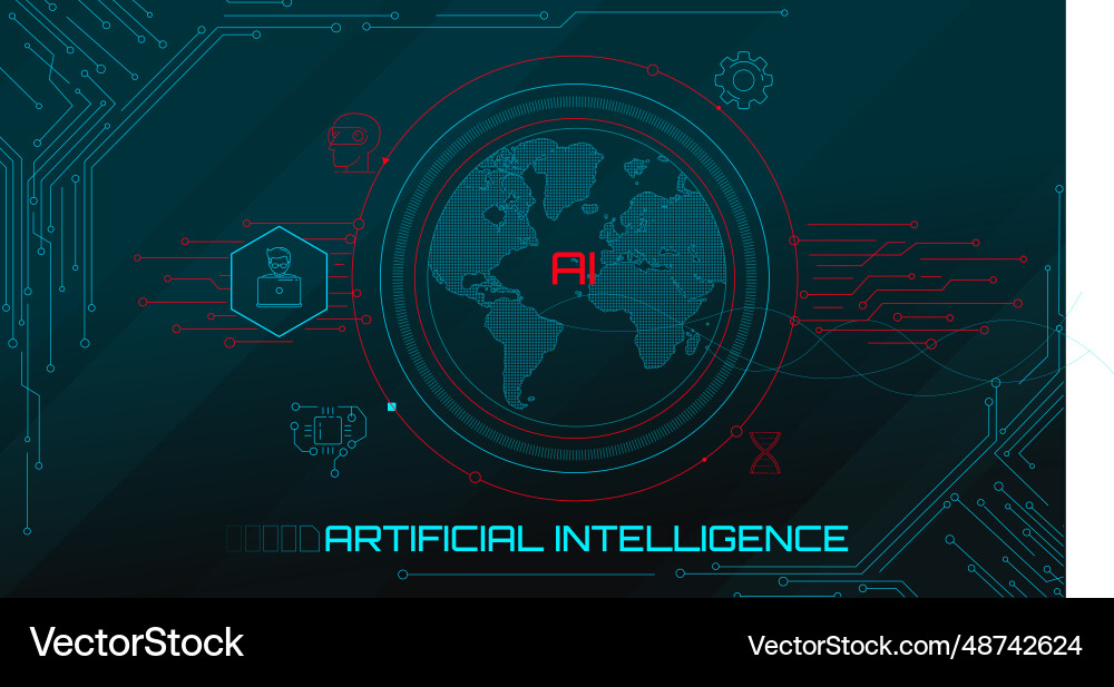 Concept of artificial intelligence and global vector image