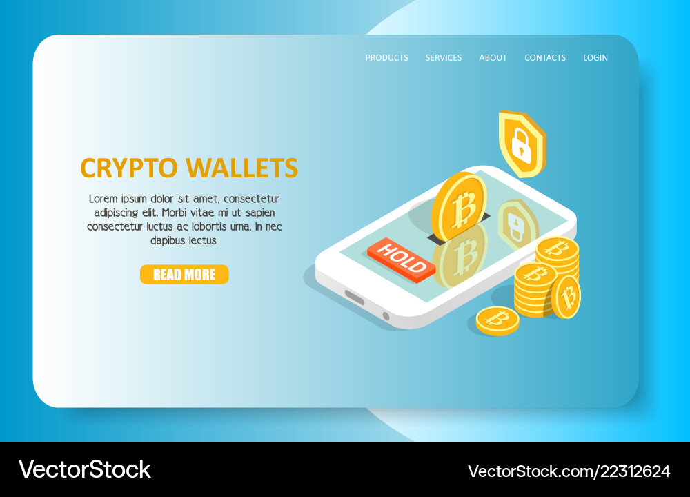 Crypto wallets landing page website vector image