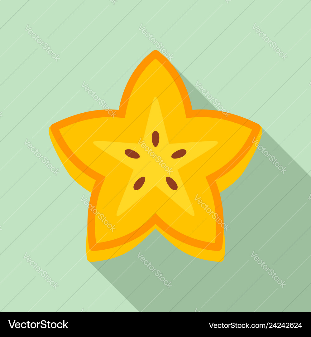 Cutted carambola icon flat style Cutted carambola icon flat style vector image