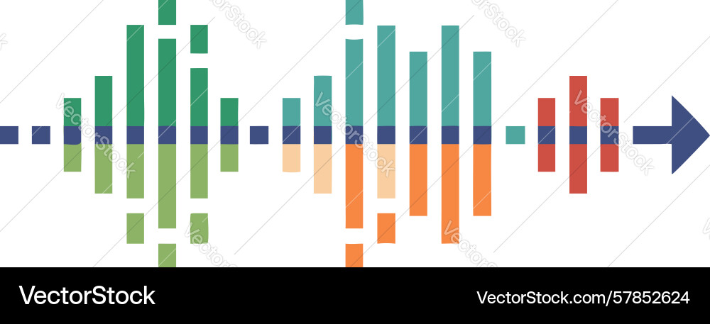 Digital audio waveform with forward arrow Vector Image