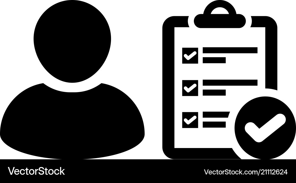 Exam Profile Icon - Person with Checkmark Vector Image
