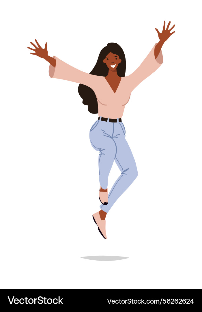 Girl jumping for happiness black woman Girl jumping for happiness black woman vector image