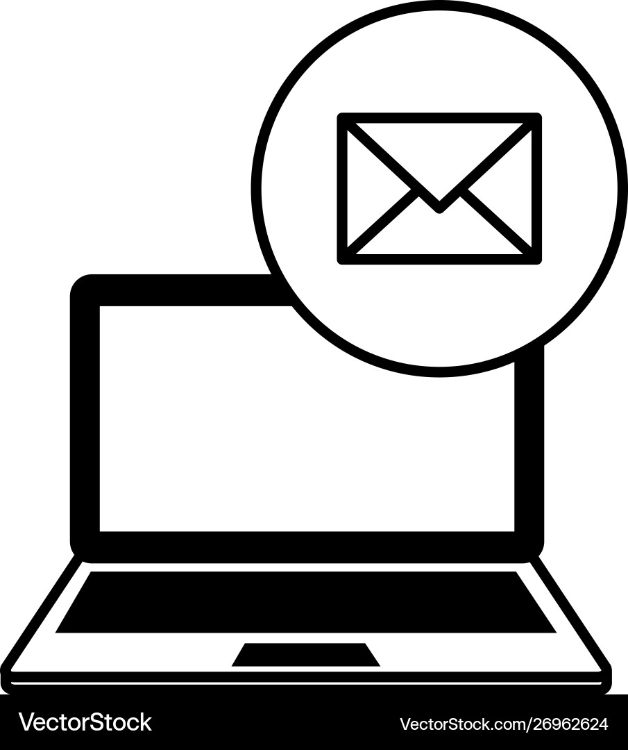 Laptop computer with envelope email vector image