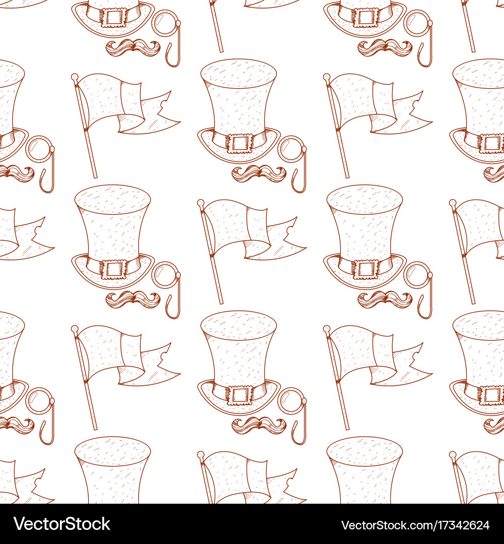 Seamless pattern with a flag and high hat vector image