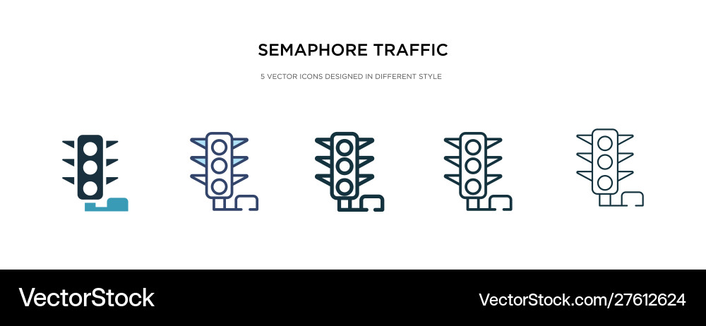 Semaphore traffic lights icon in different style Semaphore traffic lights icon in different style Vector Image