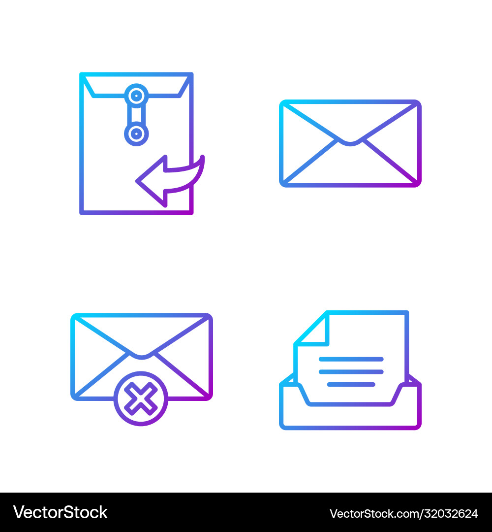 Set line drawer with document delete envelope Set line drawer with document delete envelope vector image