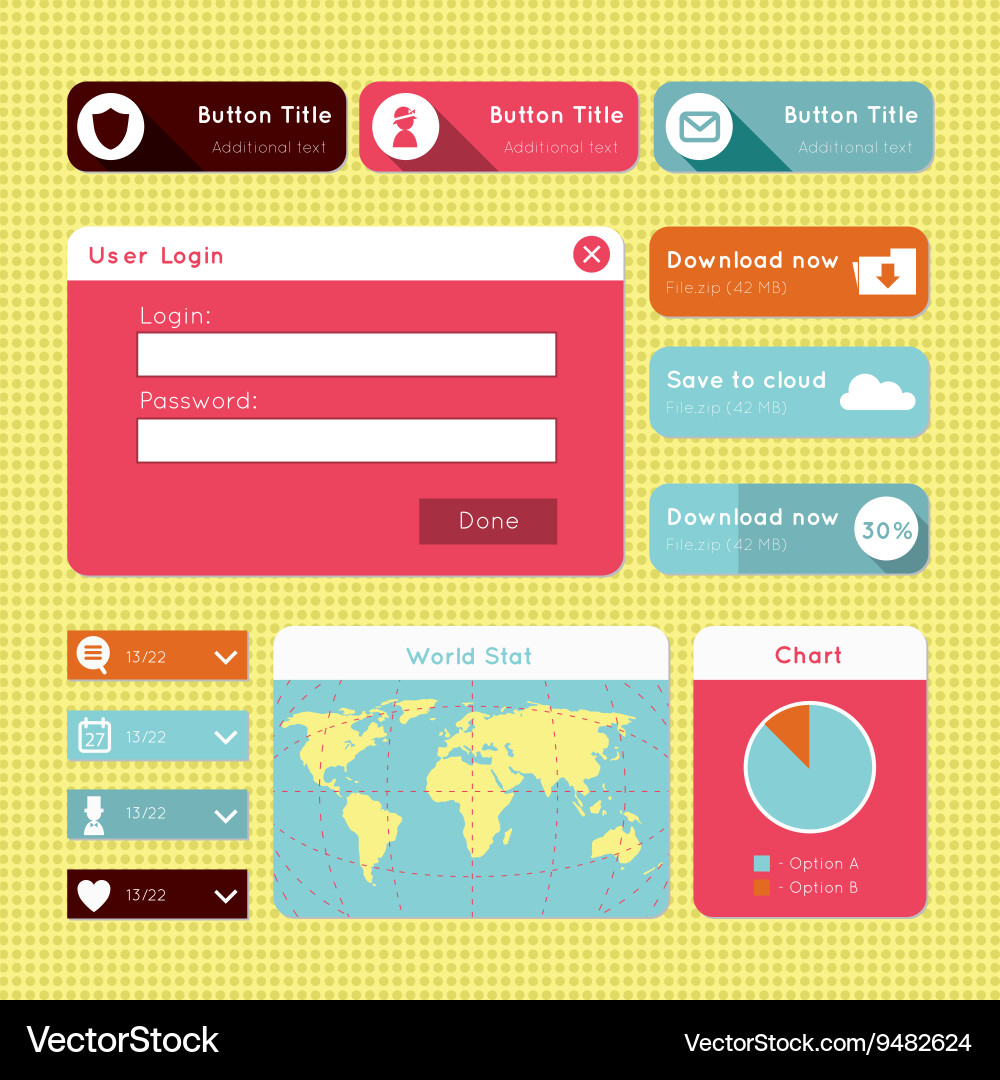 Simple flat modern ui design website elements vector image