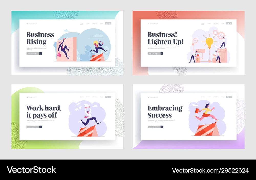 Start up launch obstacle race website landing Start up launch obstacle race website landing vector image