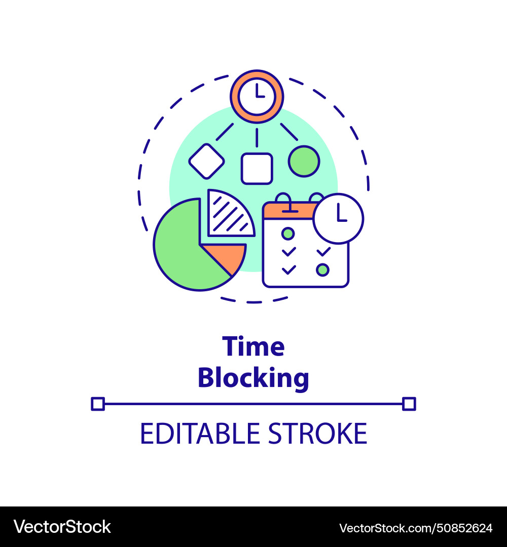 Time blocking multi color concept icon Time blocking multi color concept icon Vector Image