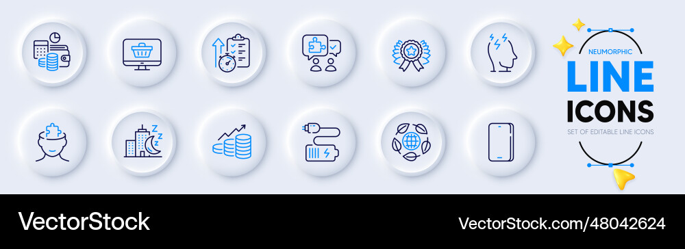 Timer puzzle and web shop line icons for app Timer puzzle and web shop line icons for app vector image