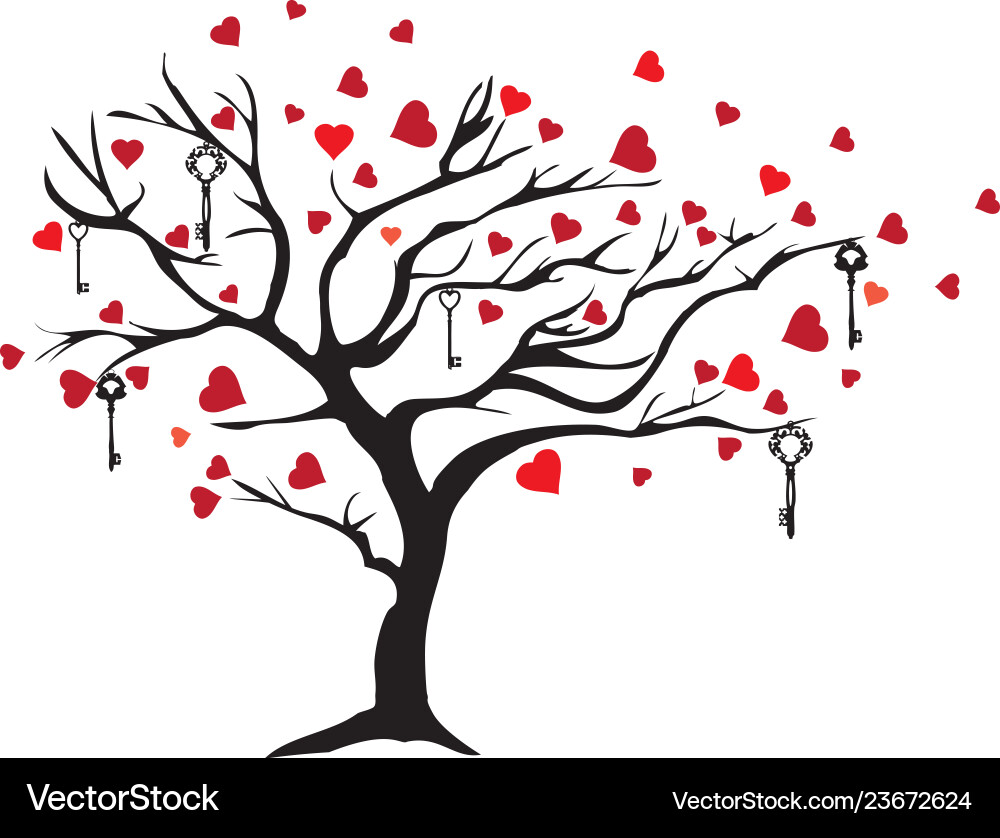 Valentine Heart Tree Vector Image