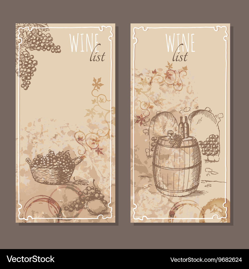 Wine list cards menu sketch Vector Image