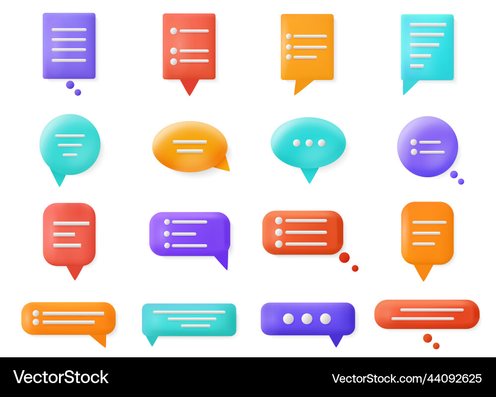 3d dialogue bubbles circle and square speech box Vector Image