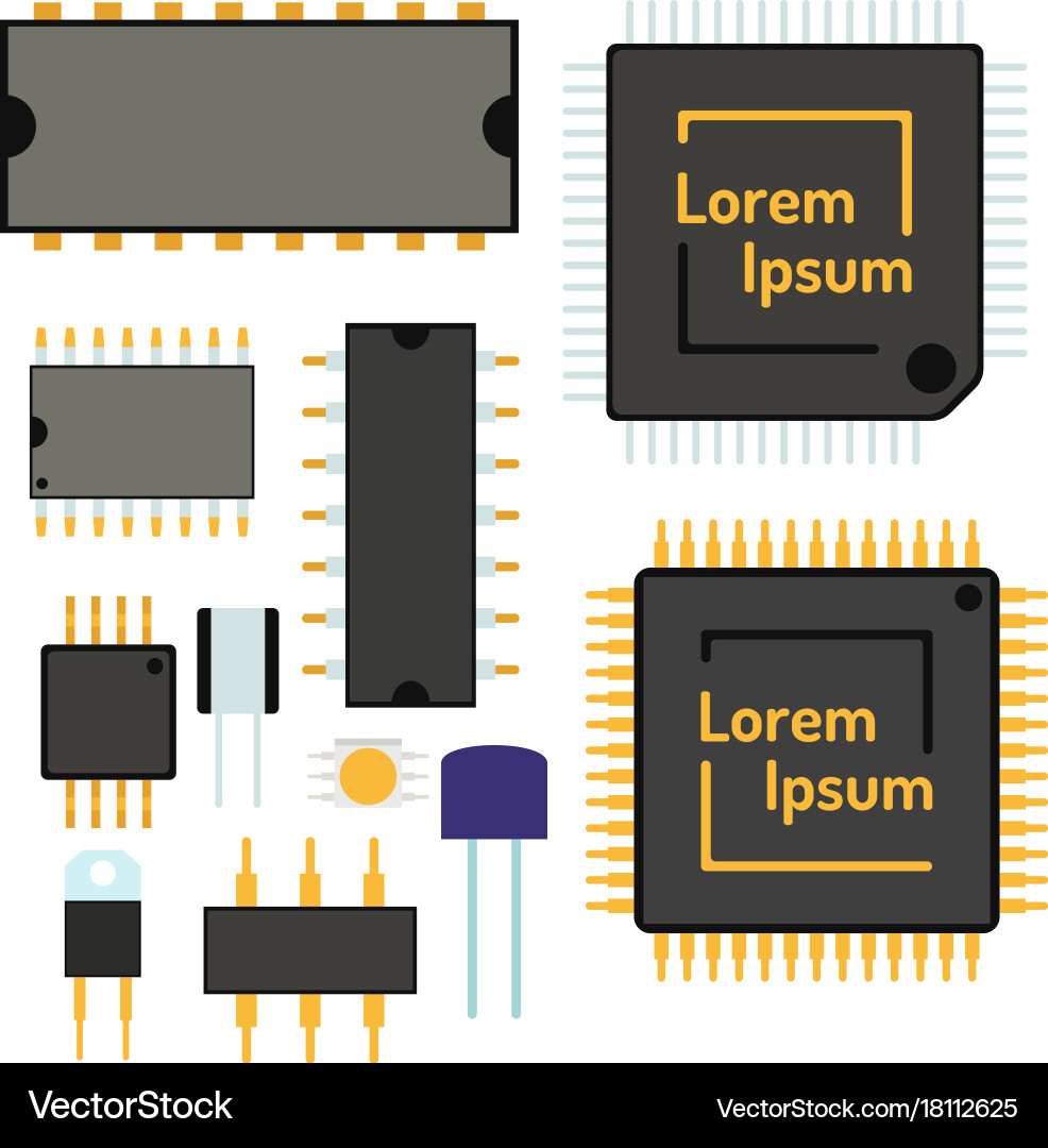 Computer chip technology processor circuit Vector Image