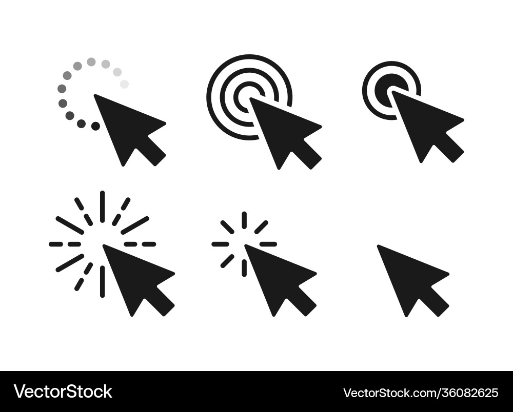 Computer mouse click cursor arrow icons set Computer mouse click cursor arrow icons set vector image