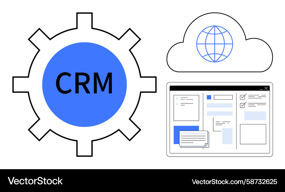 CRM Cloud Integration Workflow Vector Image