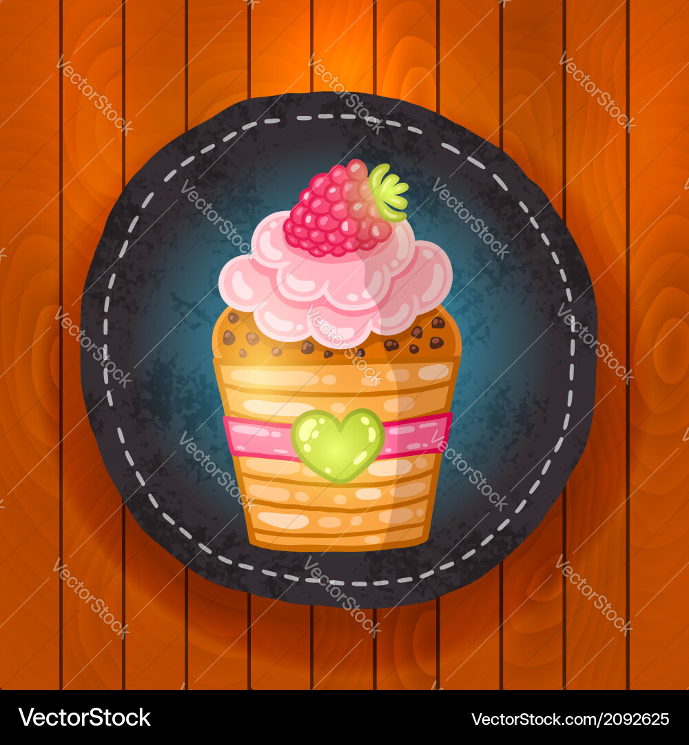 Cupcake with chocolate raspberry Vector Image