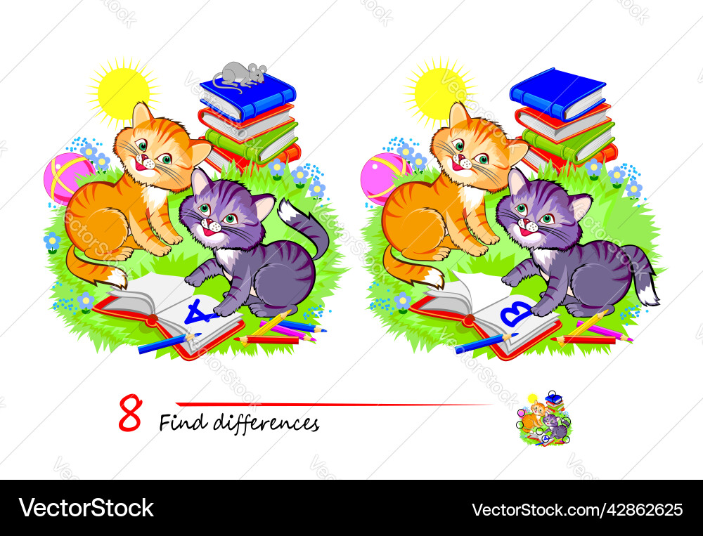 Cute Kittens Logic Puzzle vector image