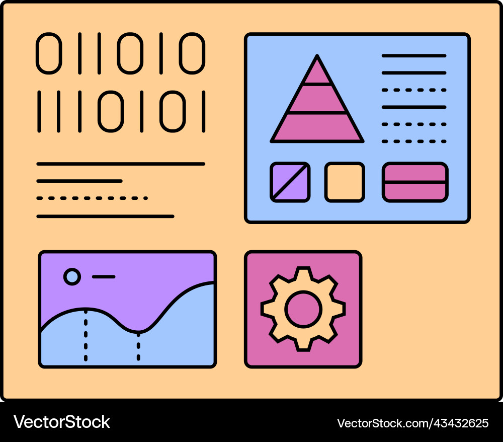 Data science process and algorithm icon vector image