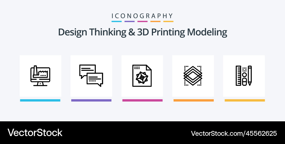 Design thinking and d printing modeling line 5 vector image