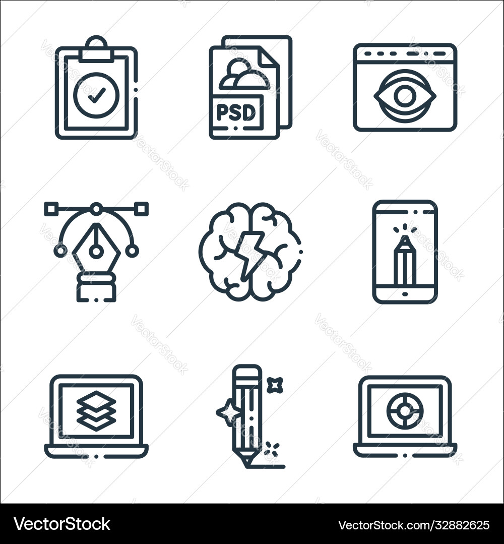 Design thinking line icons linear set quality Vector Image