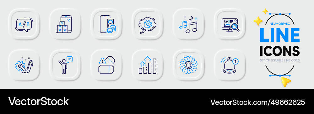 Engineering seo analytics and agent line icons Engineering seo analytics and agent line icons vector image