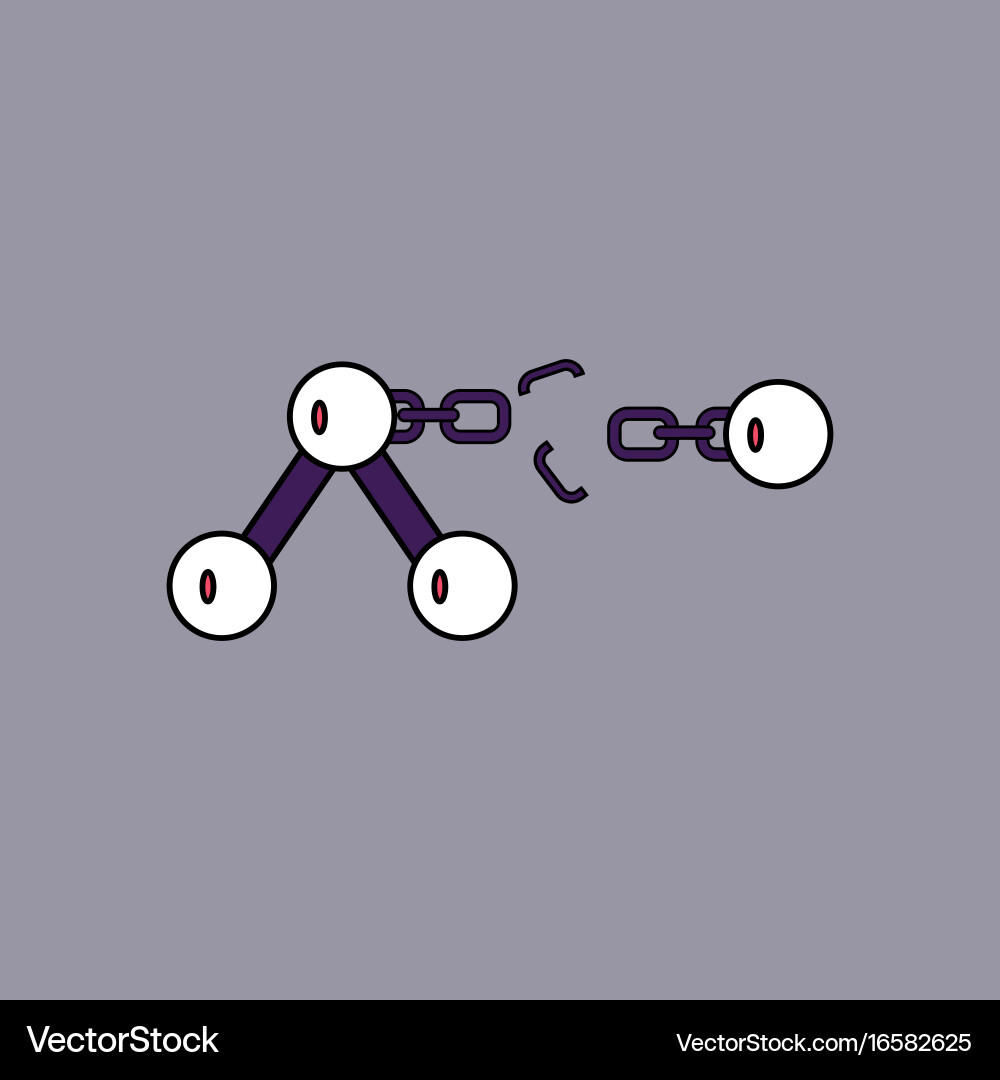 Flat icon design collection atom and broken chain Vector Image