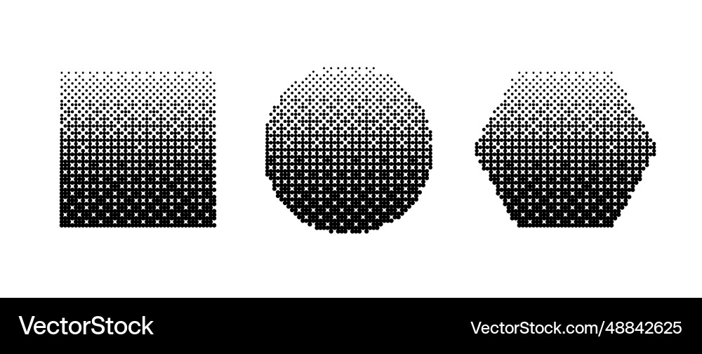 Geometric shapes bitmap set dither gradient forms Geometric shapes bitmap set dither gradient forms vector image