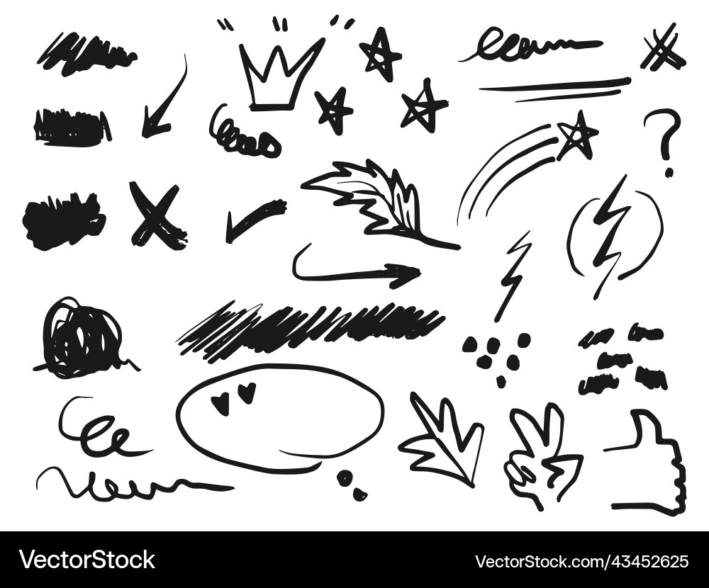 Hand drawn collection of doodle design element Vector Image
