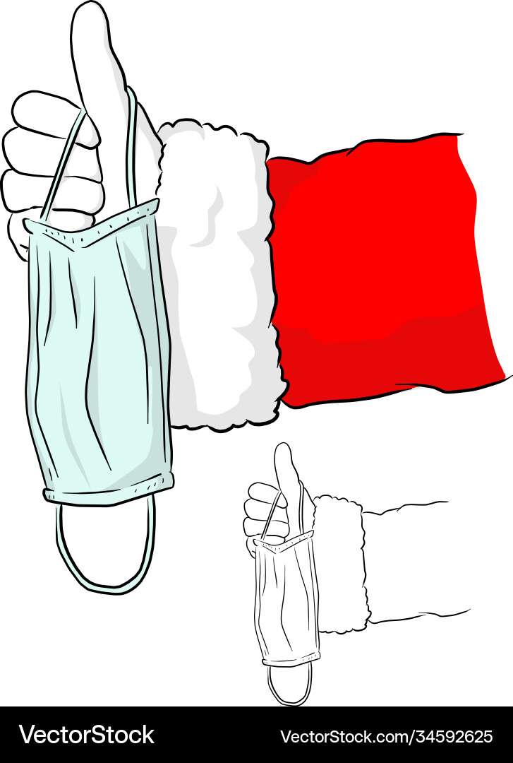 Hand santa claus with thump up sign holding Hand santa claus with thump up sign holding vector image