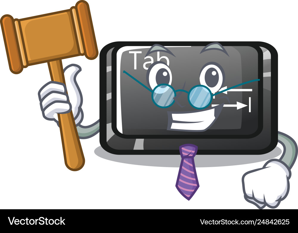 Judge button tab isolated with mascot Vector Image
