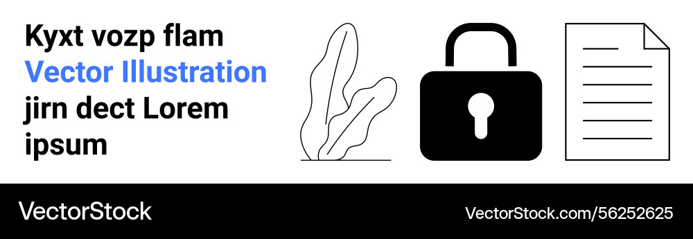 Lock document and plant elements for secure data Lock document and plant elements for secure data vector image