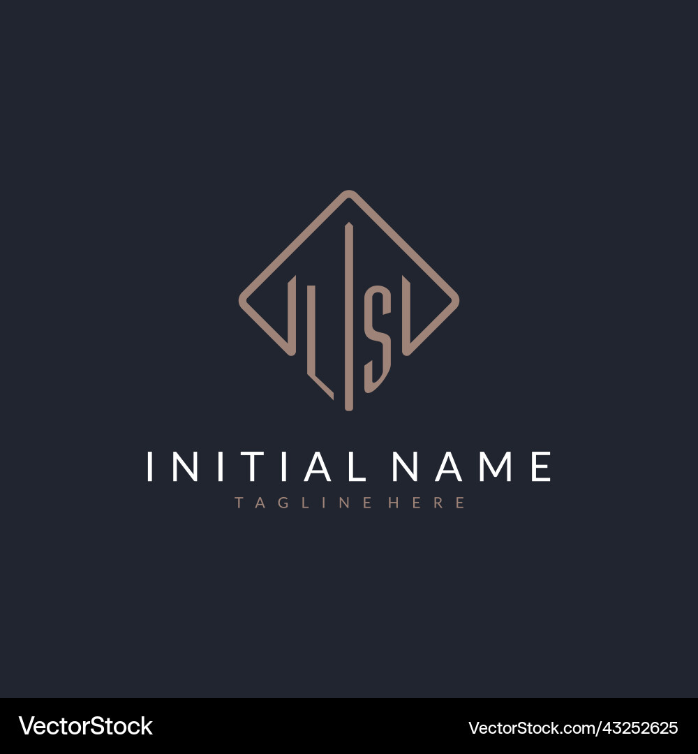 Ls initial logo with curved rectangle style design Vector Image