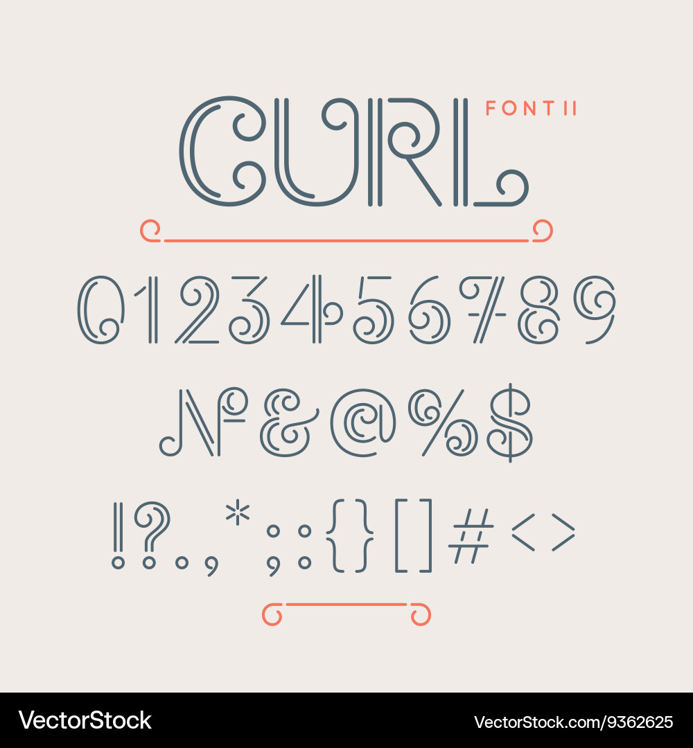 Numbers and extra characters for a font vector image