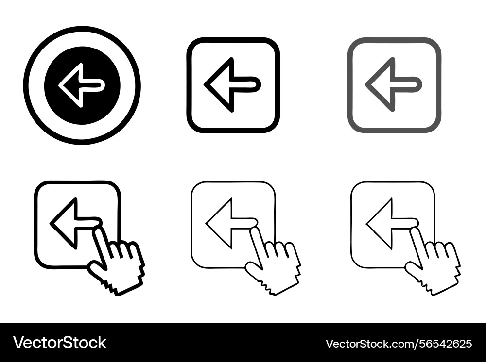 Previous and next arrows with hand cursor icons vector image