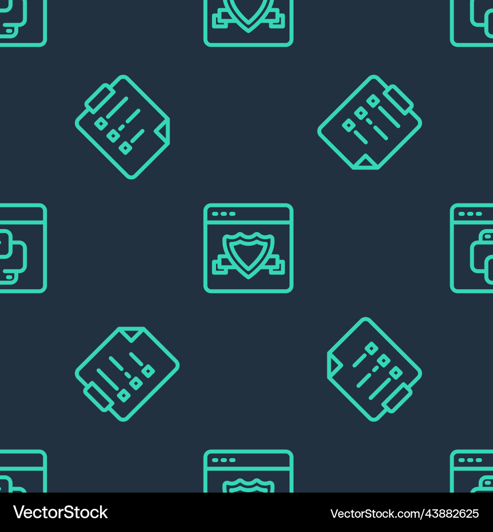 Set line browser with shield clipboard checklist Set line browser with shield clipboard checklist Vector Image