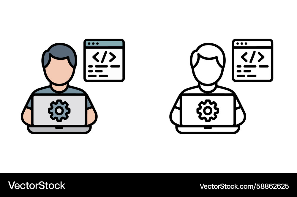 Software-Entwickler Icons die Website kodieren Vektorbild