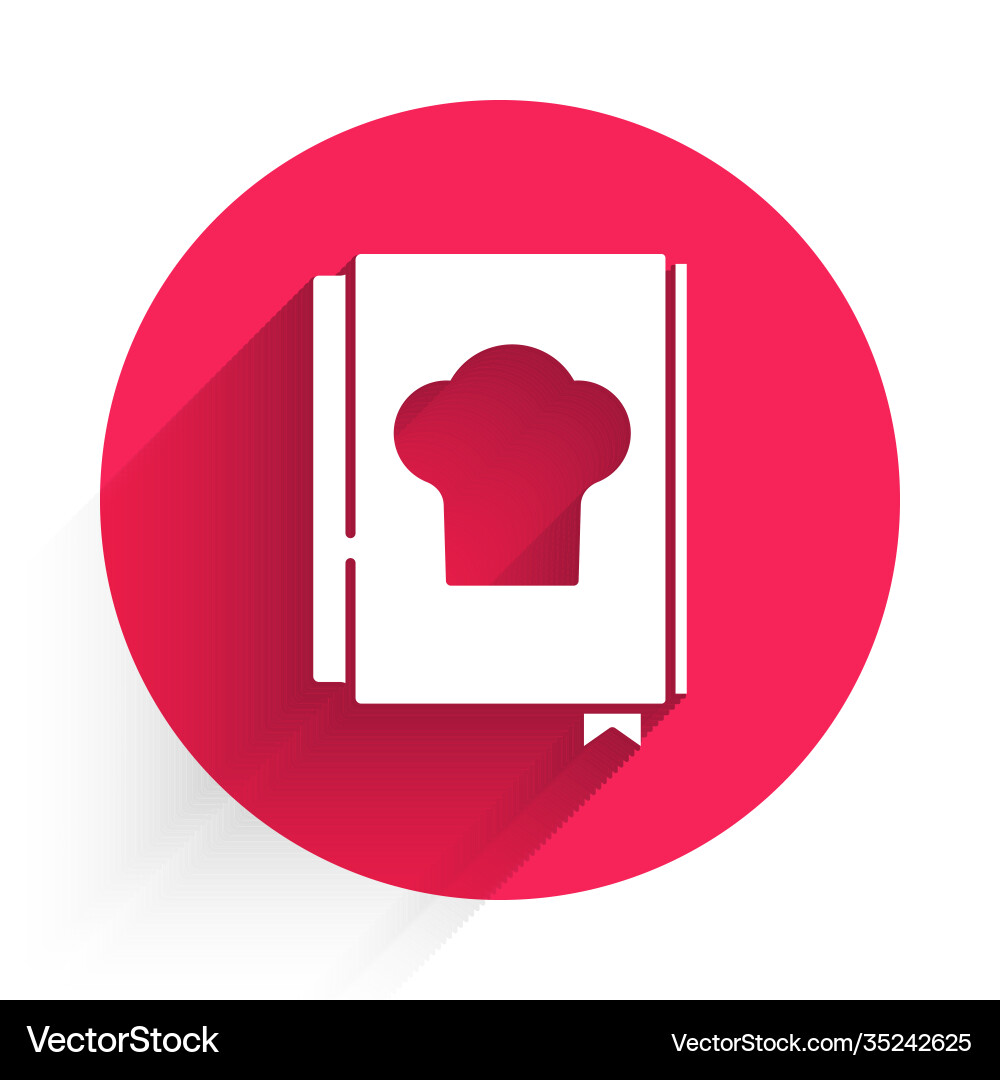 White cookbook icon isolated with long shadow Vector Image