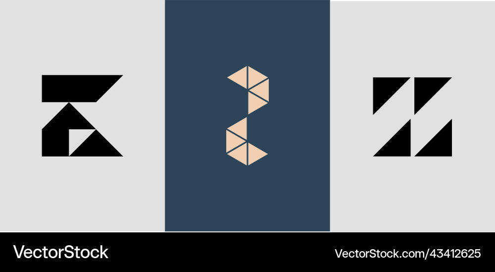 Z Monogram Initial Logo Bundle Vector Image