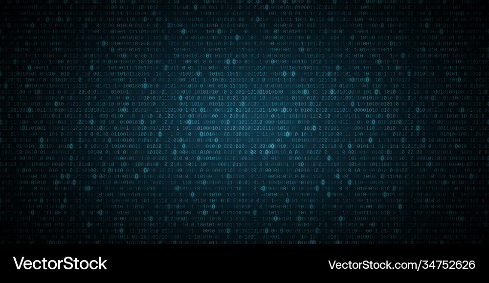 Abstract glowing blue binary programming code vector image