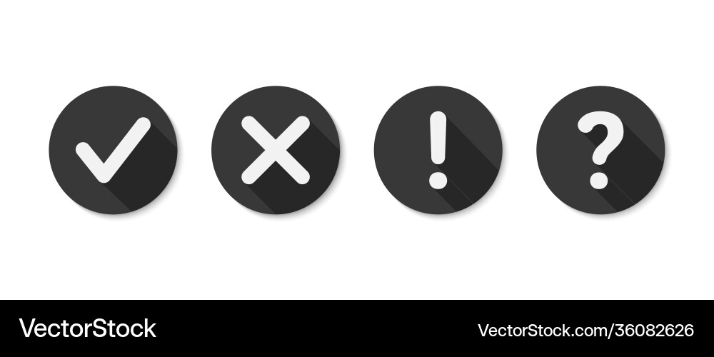 Cross check mark question and exclamation Cross check mark question and exclamation vector image