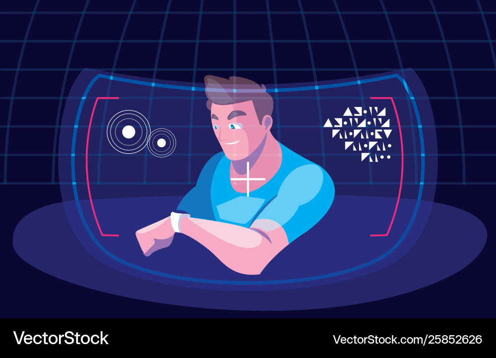 Design man using technology augmented Vector Image
