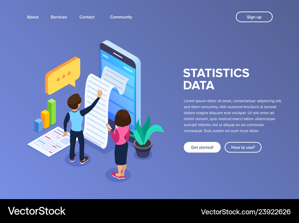 Isometric statistics data concept notification Isometric statistics data concept notification Vector Image