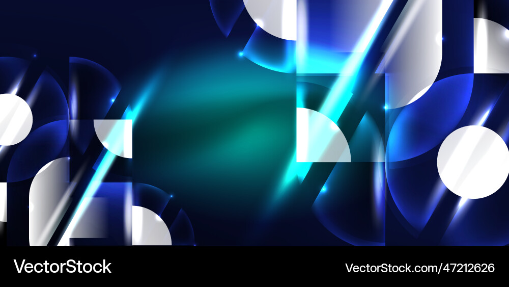 Neon round shapes lines and triangle elements hi Vector Image