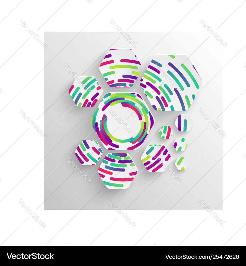Rounded shape with shadow and colorful circle Rounded shape with shadow and colorful circle vector image