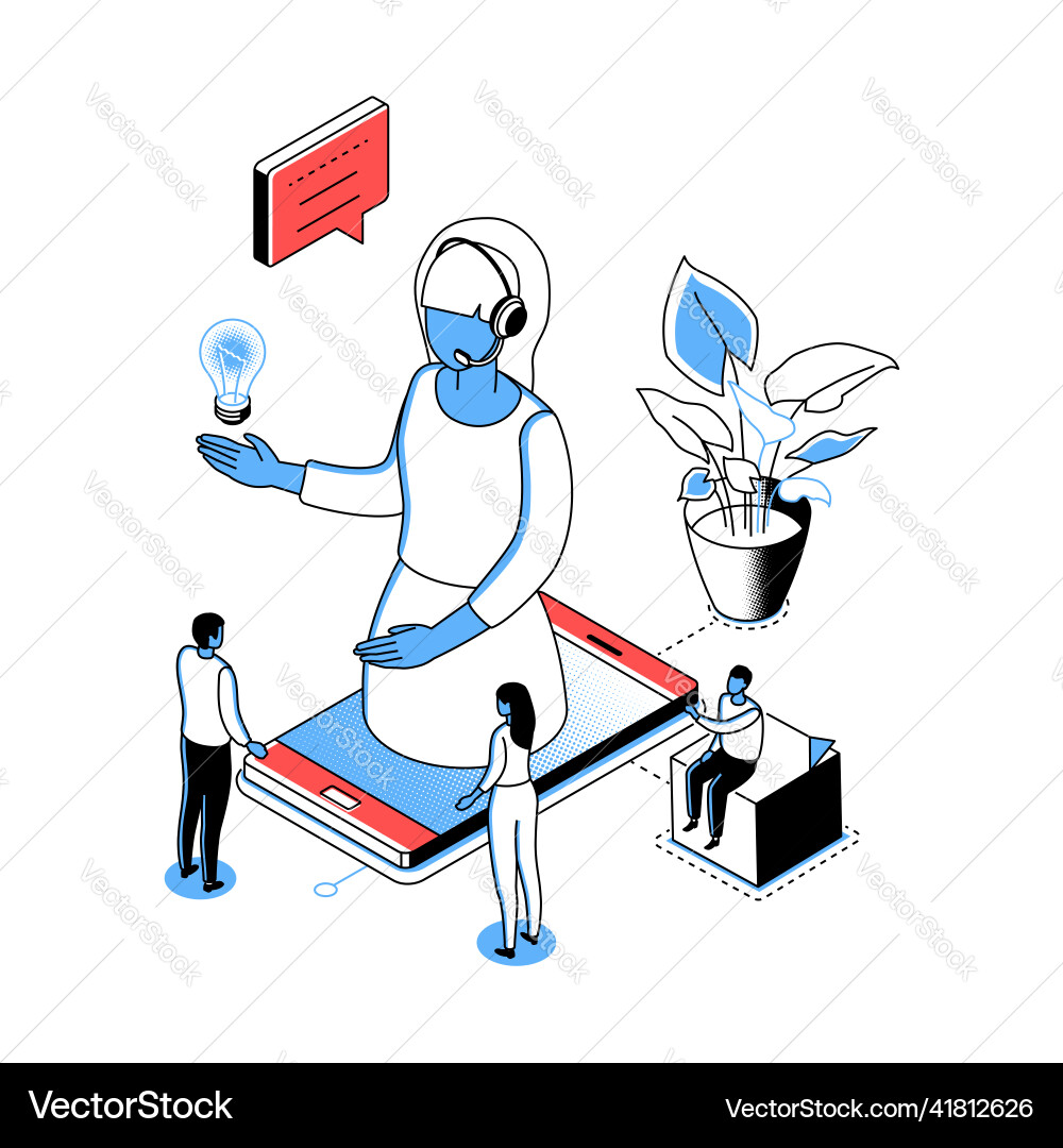 Technical support - modern line isometry design Technical support - modern line isometry design vector image