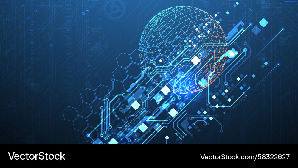 Abstract Circuit Network Background Vector Image