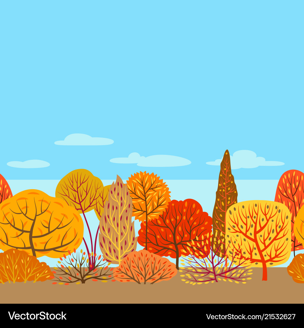 Autumn Tree Pattern - Seamless vector image